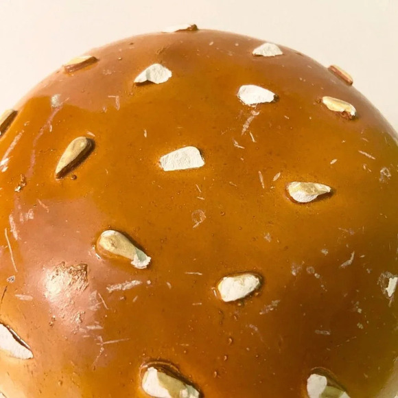 Vtg Hamburger Coin  Bank A G Handicrafts Art Ceramic Burger Piggy Bank Chipped - Picture 12 of 16